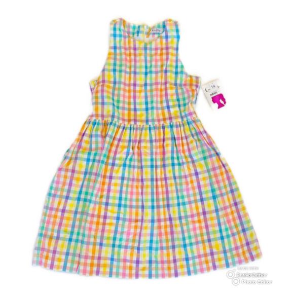 NWT Gabby 14Y Aqua Check Dress - Picture 1 of 8
